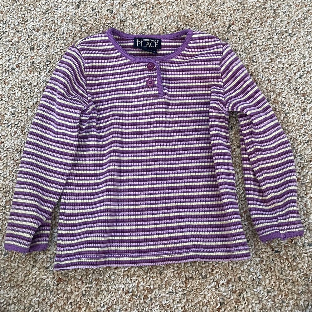 3T Purple and Yellow Striped Long Sleeve Shirt